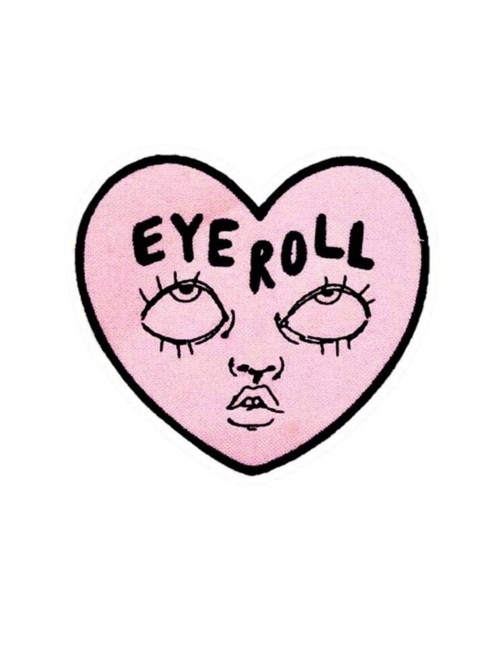 Pink 'EYE ROLL' Heart Face Graphic Sticker